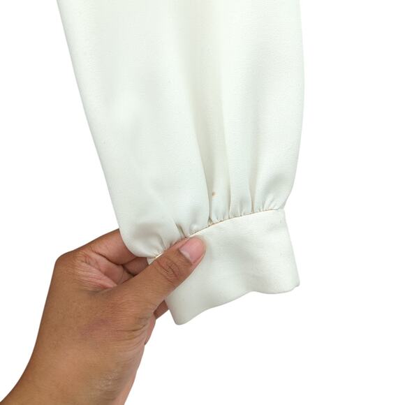 Saks Fifth Avenue Women 9 XS Jumpsuit Black White Long Sleeve Wide Leg VTG FLAWS - Picture 7 of 16